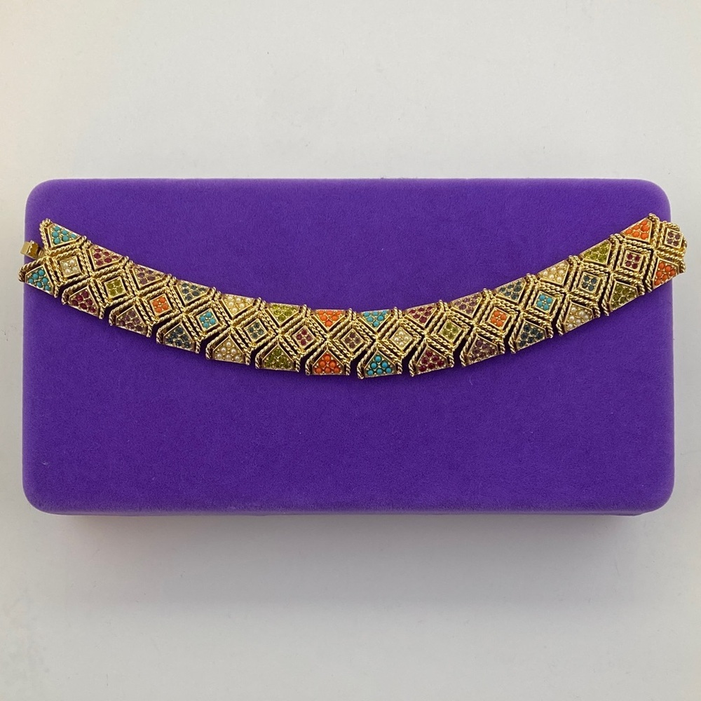 💛 Vintage D’Orlan 22k Gold Plated Buried Treasure Bracelet | Colorful Enamel